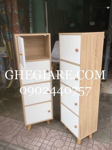 TỦ ĐỒ MINI 4 CÁNH CAO 130CM  - MÀU SỒI CÁNH TRẮNG