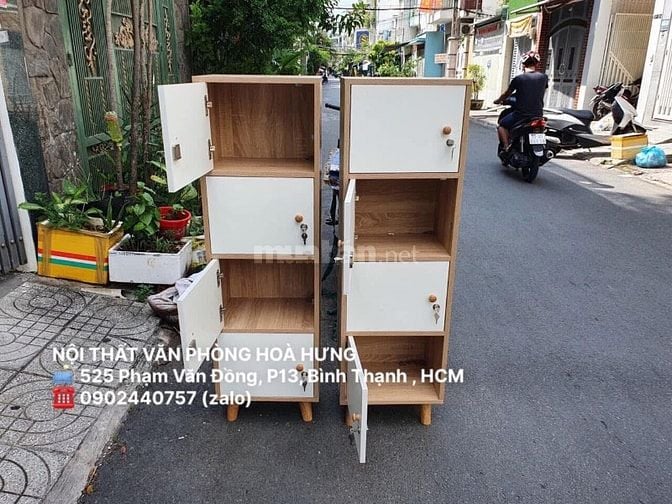 TỦ ĐỒ MINI 4 CÁNH CAO 130CM  - MÀU SỒI CÁNH TRẮNG