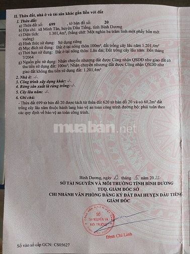 Chính chủ bán đất trung tâm Minh Tân, Dầu Tiếng