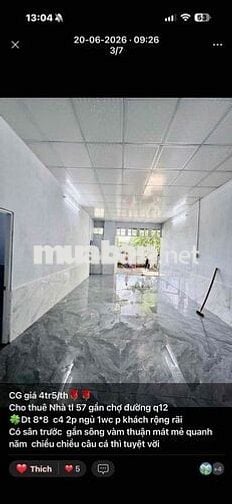 cho Thuê nhà tl 57 q12 Gia 4tr5 2p ngủ. có sân