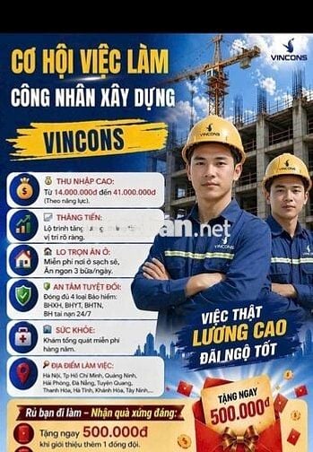Vincom Tuyển Dụng BAO ĂN BAO Ở (dự án Cần Giờ)