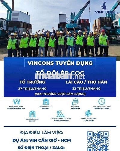 Vincom Tuyển Dụng BAO ĂN BAO Ở (dự án Cần Giờ)