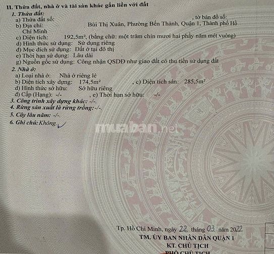 Bán nhà mặt tiền Bùi Thị Xuân, Q1, DT 192,5m2, cơ hội xây cao tầng