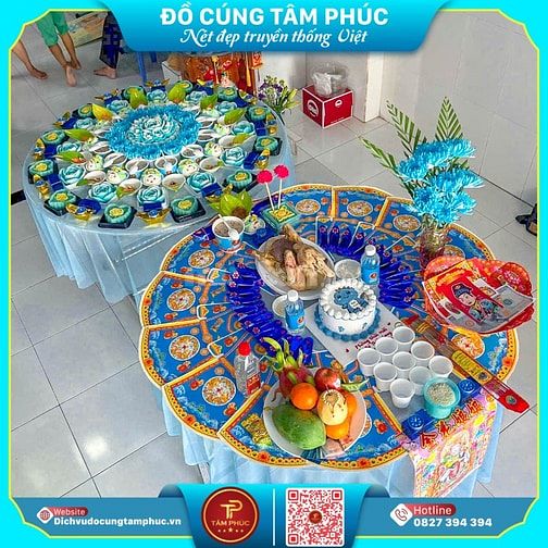 Ý Nghĩa Mâm Cúng Đầy Tháng Cho Bé Tone Màu Xanh Dương