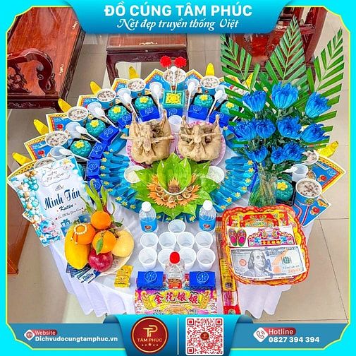 Ý Nghĩa Mâm Cúng Đầy Tháng Cho Bé Tone Màu Xanh Dương