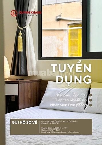 Tuyển dụng 2 vị trí tạp vụ làm cho CHDV và Khách sạn