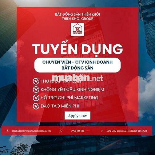 TUYỂN SALES NHÀ PHỐ - THU NHẬP ĐỘT PHÁ 100TR