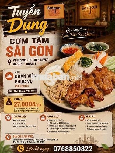 Tuyển phục vụ quán ăn