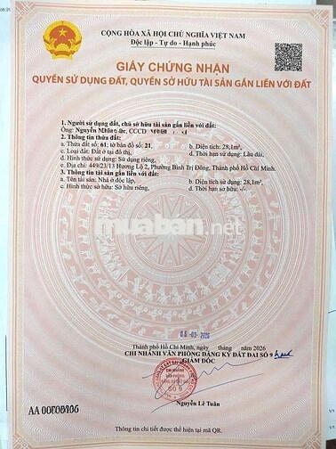 🔥🔥SACOMBANK TL NHÀ HIẾM GIÁ ĐẸP HƯƠNG LỘ 2_ BÌNH TÂN_CHỈ 2 TỶ 6
