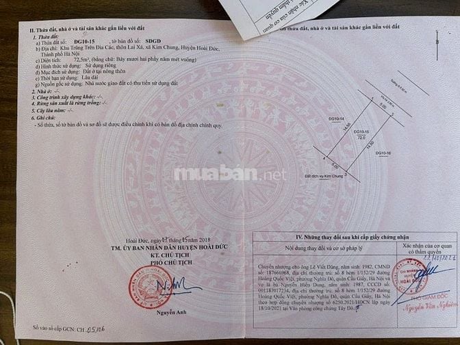 Chính chủ cần bán 72,5m đất Đấu Giá Lai Xá, Haoif Đức. Giá đầu tư