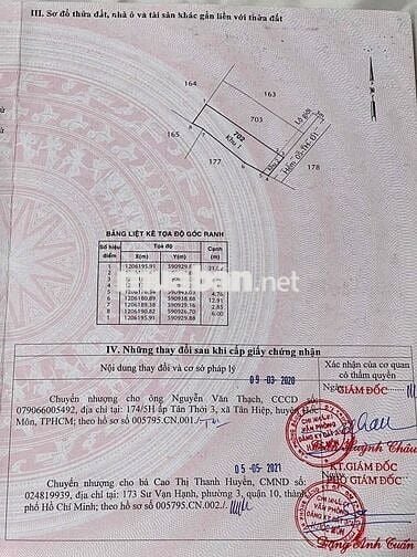 Đất Chính Chủ Hóc Môn Full Thổ 138,2m2