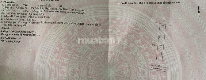 Bán đất Đức Hoà Long An full thổ cư 100% CHÍNH CHỦ 