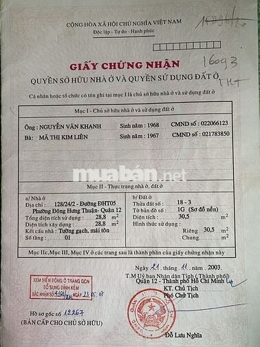 Chính chủ cần bán nhà nhỏ 1 trệt 1 lầu miễn trung gian