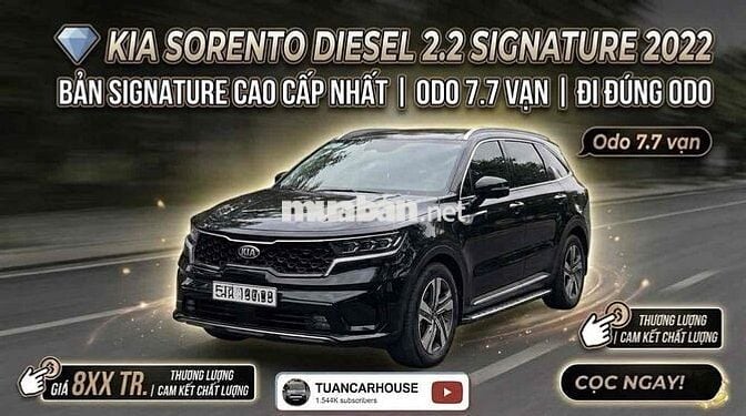 🔴 KIA Sorento Diesel 2.2 Signature 2022 Đen 7 chỗ