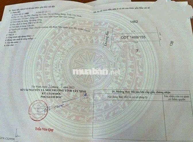  Cần Bán Lô Đất 155m2 Gần Ngã 4 An Bình , Trảng Bàng. Giá 700tr, SHR