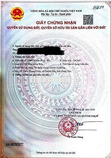 Cc Chào bán 2 lô đất  – Dự án Tân Hoá Quỳnh Hội – Quỳnh Phụ