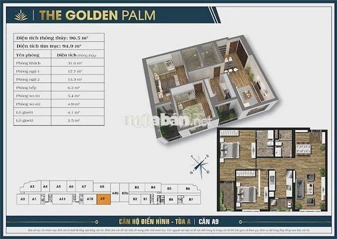 Chính chủ cần bán nhanh căn hộ The Golden Palm, 90,6m2 - 11 tỷ