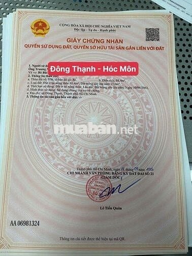 Đất bán 5x19m Đông Thạnh Hoc Môn