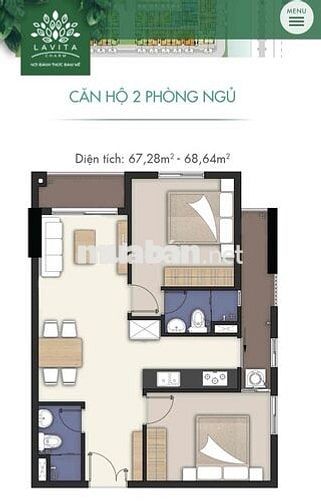 [CHÍNH CHỦ] CHO THUÊ CĂN 2PN LAVITA CHARM 68M2 - BAN CÔNG NỘI KHU MÁT