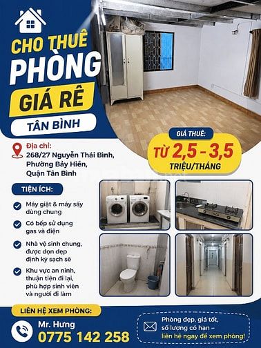 CHO THUÊ PHÒNG GIÁ RẺ – TÂN BÌNH