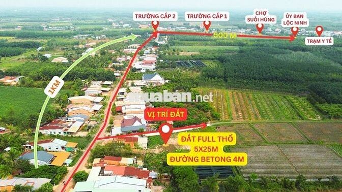 CHỈ 350 CỦ LÔ ĐẤT LỘC NINH 5x25M FULL THỔ CƯ – SỔ SẴN CÔNG CHỨNG NGAY