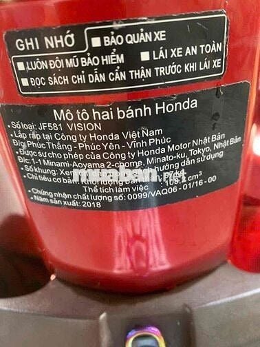 Honda Vision 2018 Đỏ 56358 km