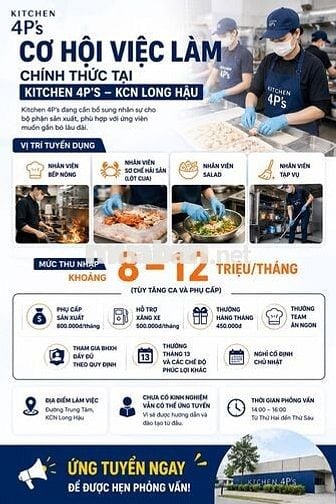 Nhân Viên Sản Xuất 8tr5 - 12tr/ tháng