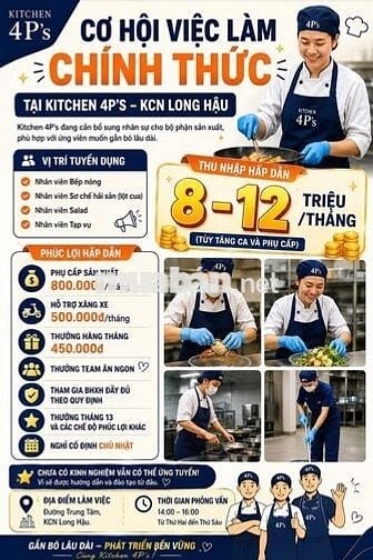 Nhân Viên Sản Xuất 8tr5 - 12tr/ tháng