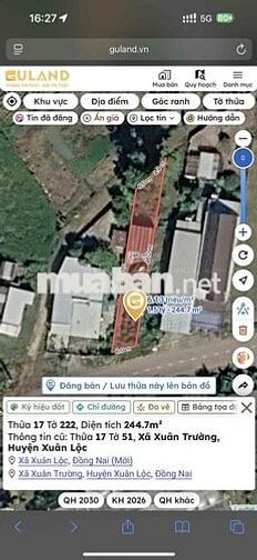 1.X tỉ cần bán đất mặt tiền đường Xuân Trường - Trảng Táo