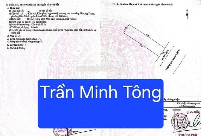 💥💥BÁN ĐẤT MẶT TIỀN ĐƯỜNG TRẦN MINH TÔNG - GẦN BIỂN