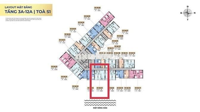 Bán căn hộ 2 PN 2 WC view Sông Hàn thoáng đối diện khán đài Pháo Hoa