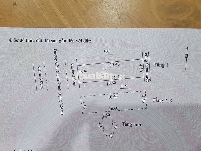 Bán nhà 3 tầng đường Chu Mạnh Trinh sát ĐH Ngoại Ngữ Đà Nẵng