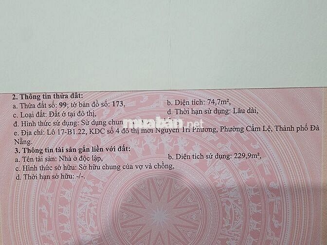 Bán nhà 3 tầng đường Chu Mạnh Trinh sát ĐH Ngoại Ngữ Đà Nẵng