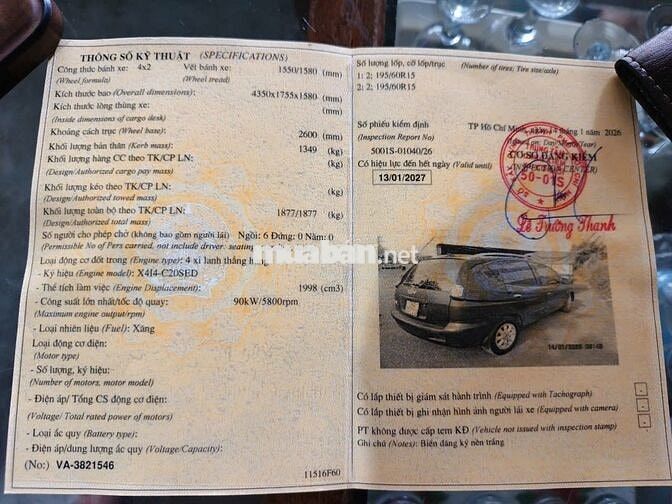 Chevrolet Vivant 7 chỗ màu Đen ,Tự Động