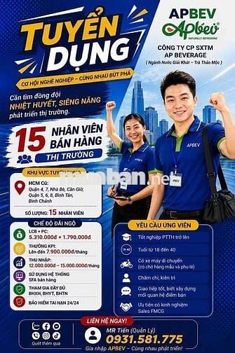 Nhân viên bán hàng các dòng nước ngọt trà