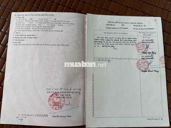 Đất thổ cư Trung mỹ Tây( tân chánh hiệp , q12 cũ)
