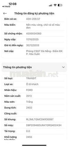 Ford Transit 2013 16 chỗ Trắng