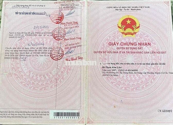 Bán đất mặt tiền Võ Văn Điều , phường thái mỹ ,xã trung lập thượng củ
