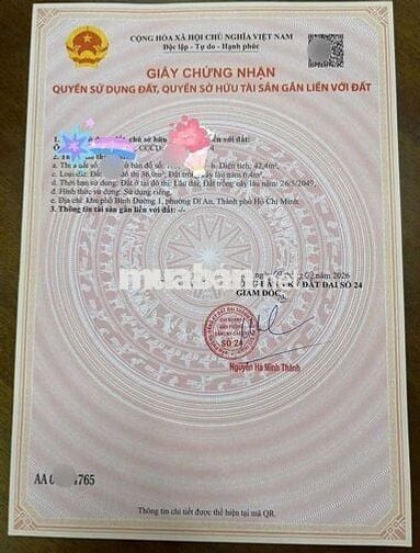 Đất gần Chợ Dĩ An 2 phường An Bình Tp Dĩ An 