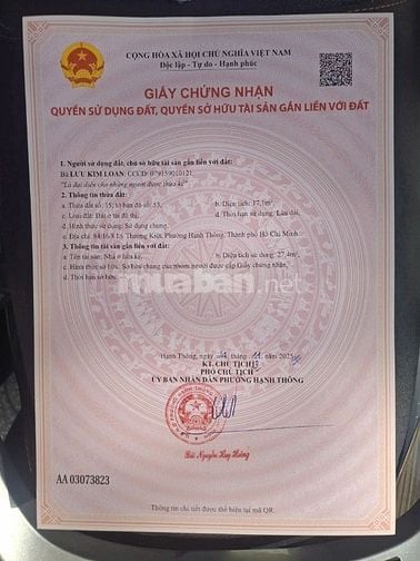 Bán nhà 84/16/8 Lý Thường Kiệt, Phường Hạnh Thông, Gò Vấp, 3 tỷ