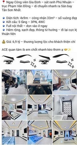 Bán nhà Nguyễn Đình Chính, Phú Nhuận, DT 4,3x6,5m, trệt, 3 lầu, 5,7 tỷ