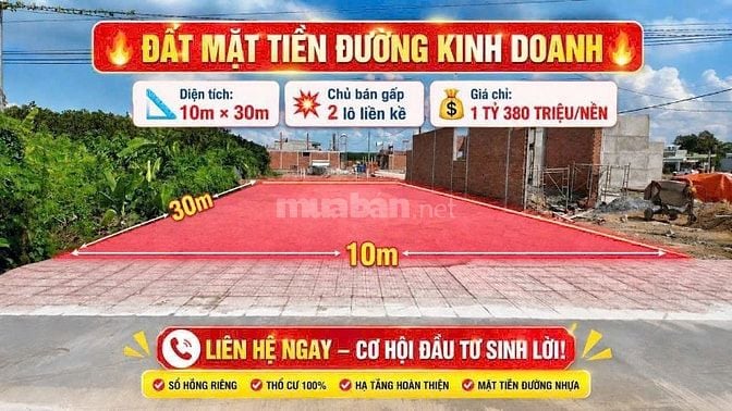 Kèo Ngộp!!! Chủ giảm 200tr/lô, cho 2 lô đất tiền 10x30.
