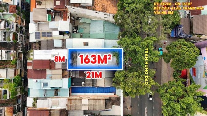 Bán gấp nhà MT Trần Hưng Đạo - Q5 đoạn 2 Chiều DT 8 x 21m 4 lầu- 85tỷ