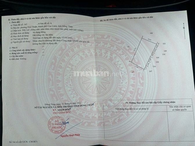 Chính chủ bán gấp lô đất đường Lò Rèn, Phường Hoà Thuận, Cao Lãnh