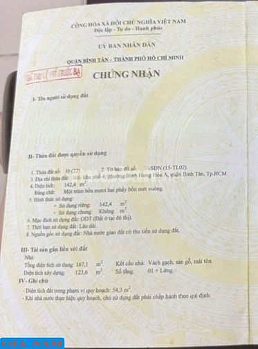 BÁN NHÀ MẶT TIỀN KINH DOANH : 713 TÂN KỲ TÂN QUÝ - P. BÌNH HƯNG HOÀ A 