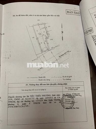 Bán nhà mặt tiền 137 đường Văn Thân, phường 8, quận 6, TPHCM chính chủ