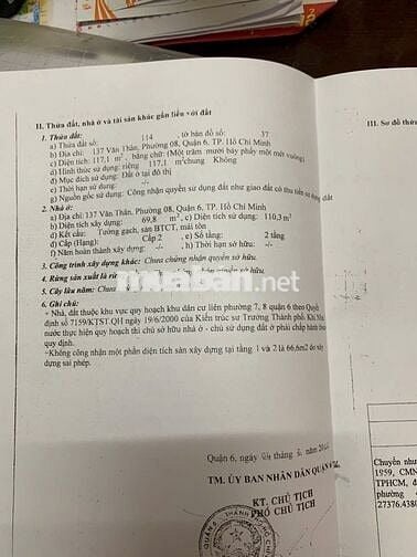 Bán nhà mặt tiền 137 đường Văn Thân, phường 8, quận 6, TPHCM chính chủ