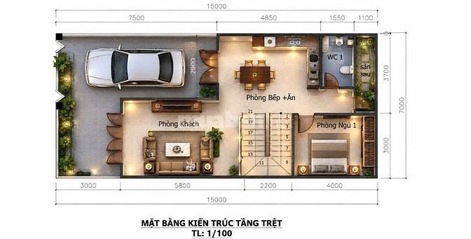 Biệt thự Mini 7x15, full thổ, đường nhà nước, gần ngã tư Tân Triều 