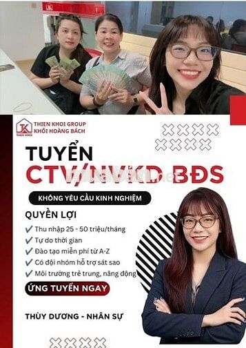 TUYỂN DỤNG CTV/NVKD BĐS - KHÔNG CẦN KINH NGHIỆM