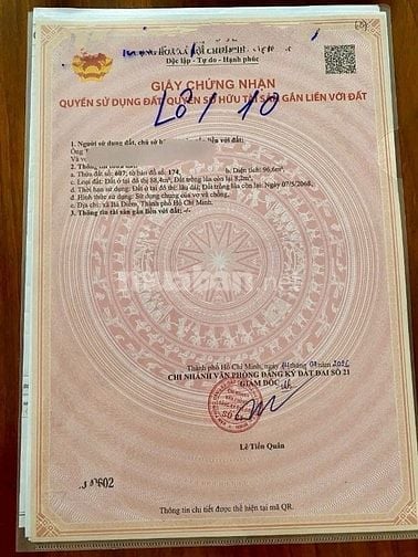 Bán đất thổ cư Dt 100m2 mặt tiền đường Xuân Thới Thượng 53